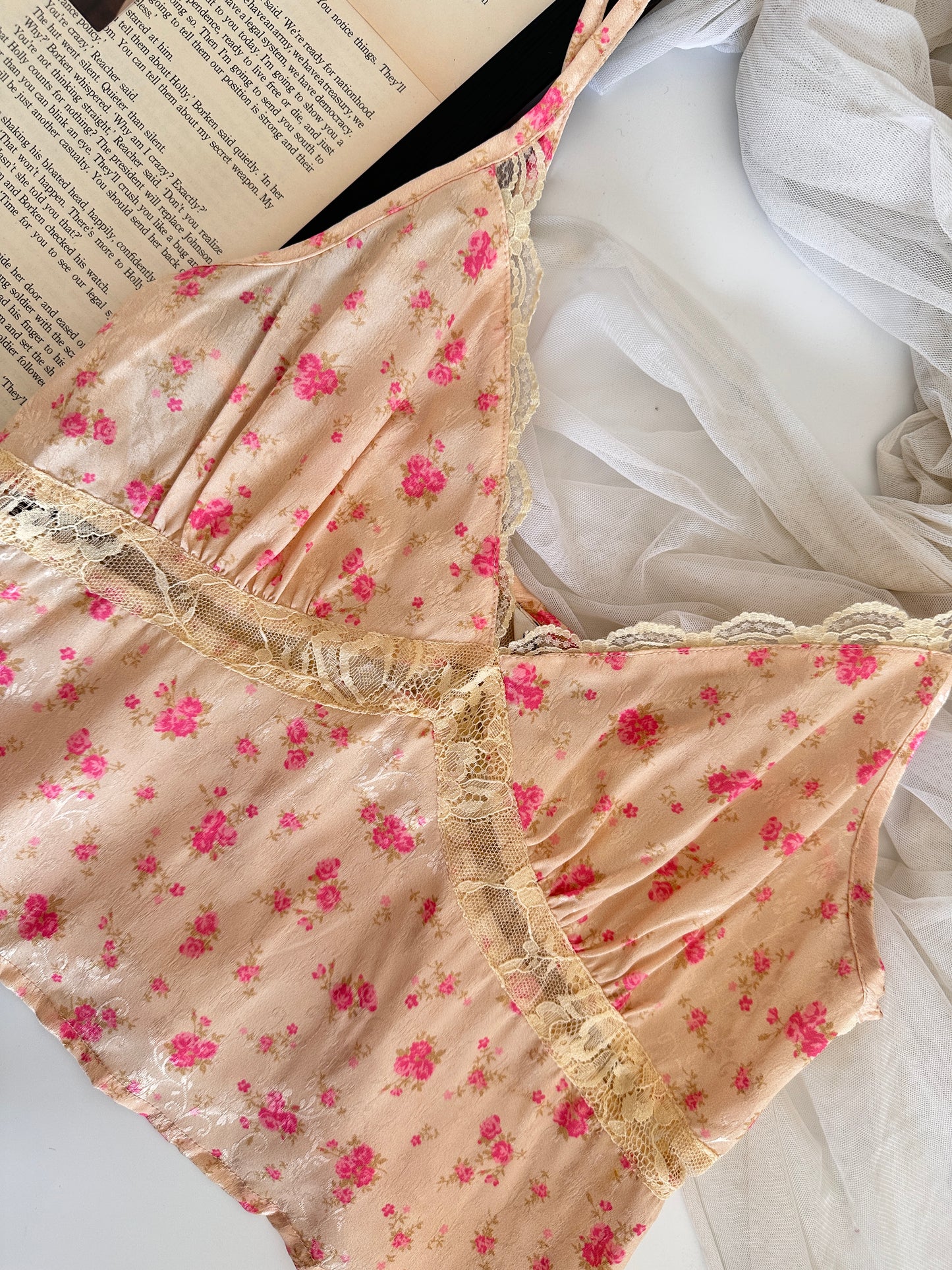 Cream Satin Tank Top