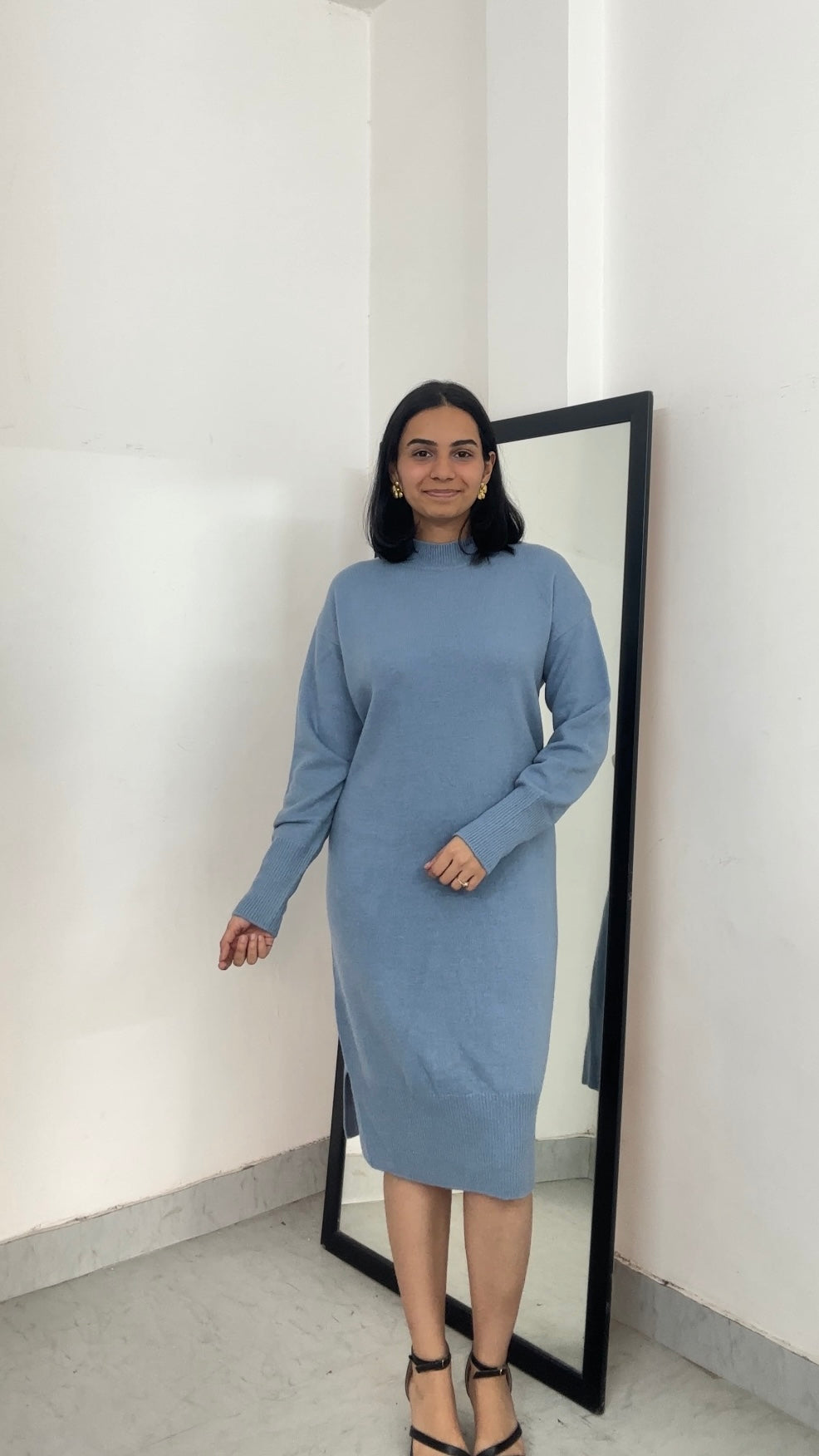 (2XL-3XL) Bodycon blue dress