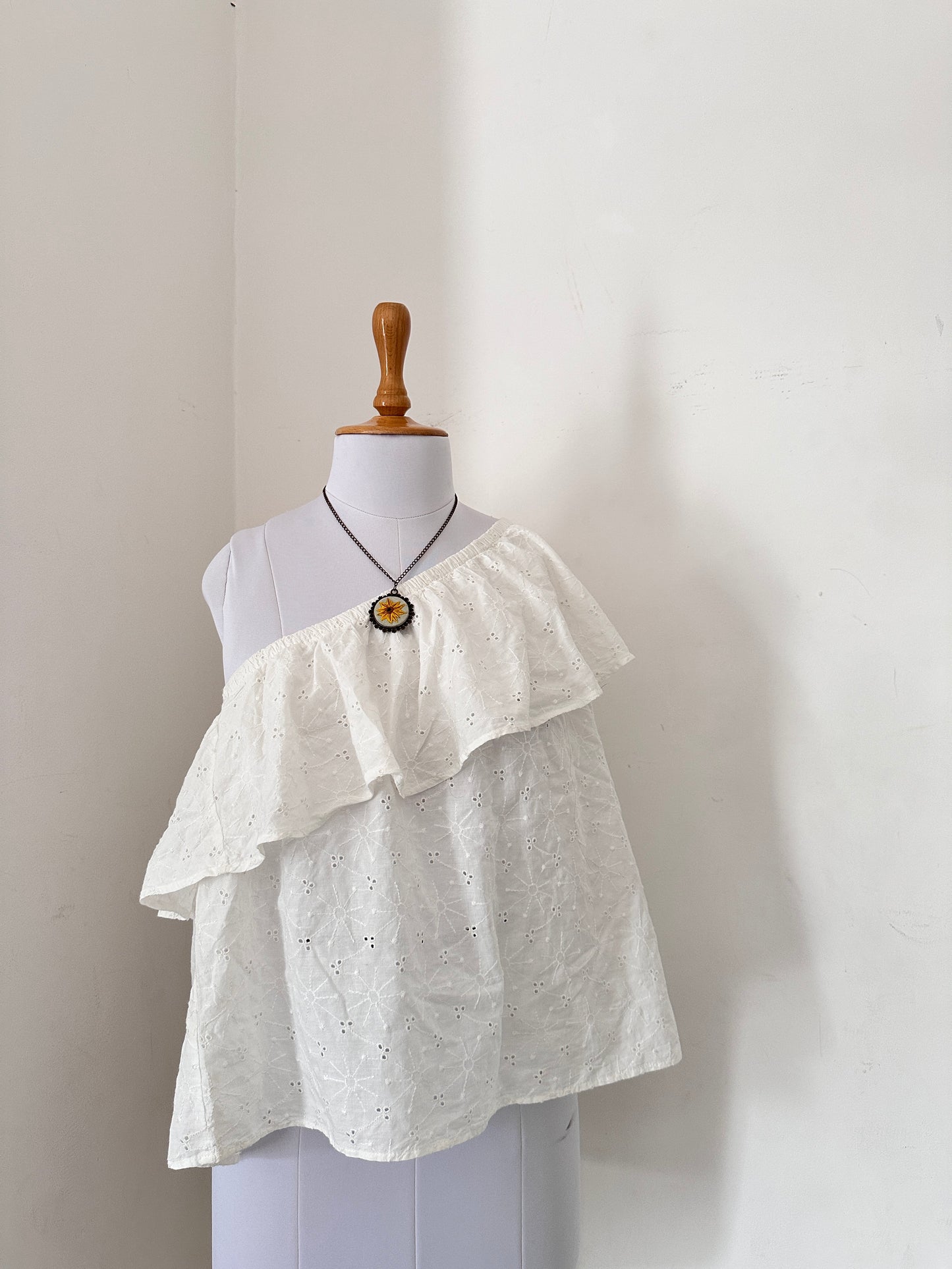 One shoulder Chikankari top