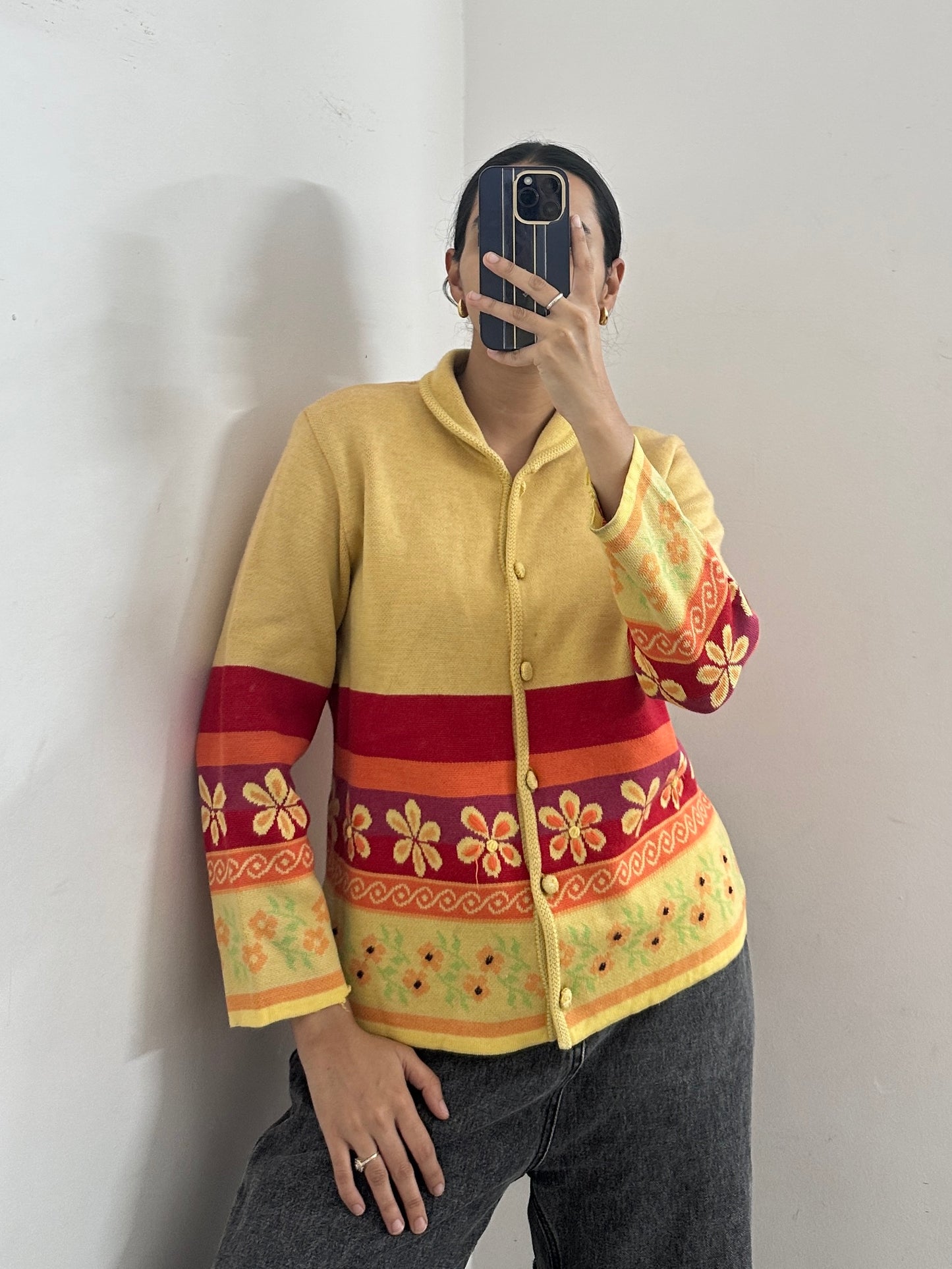 Yellow cardigan knit