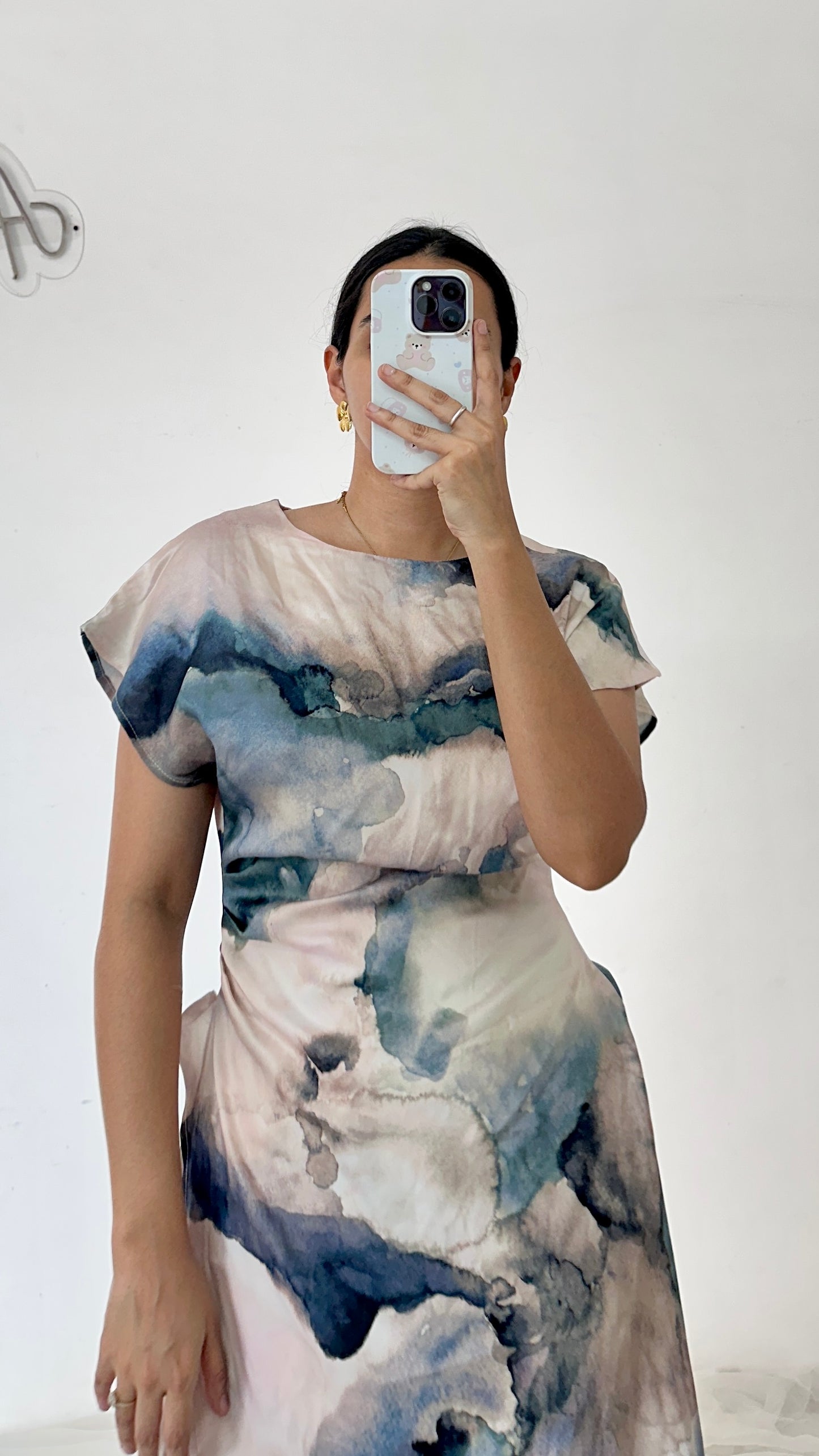 Satin Marble Korean Dress