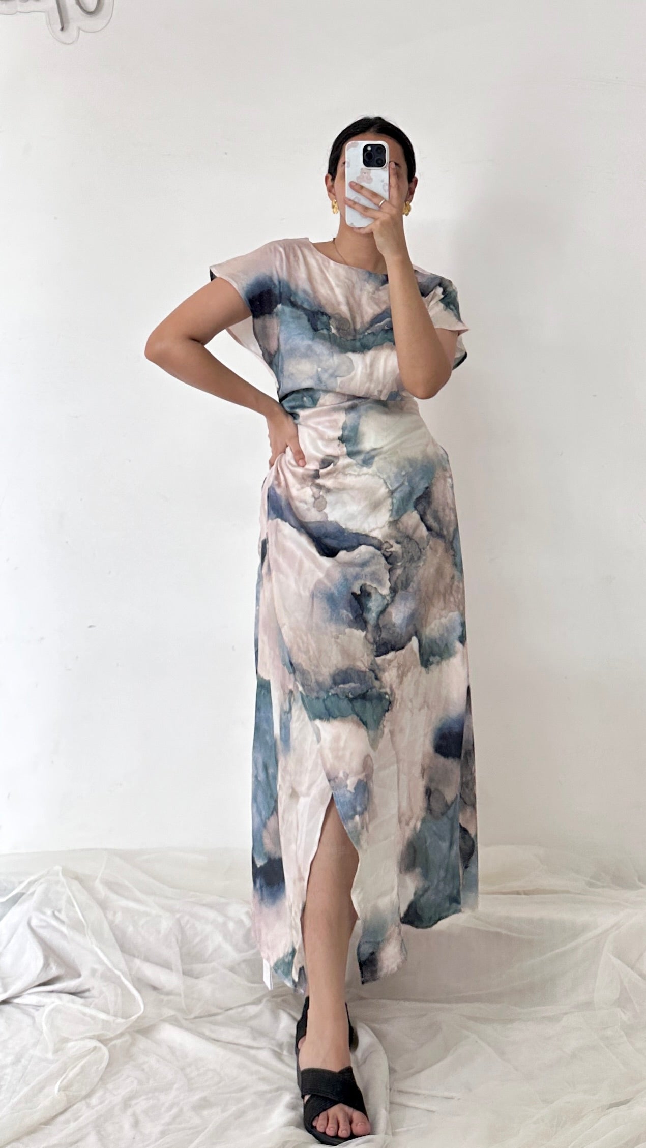 Satin Marble Korean Dress
