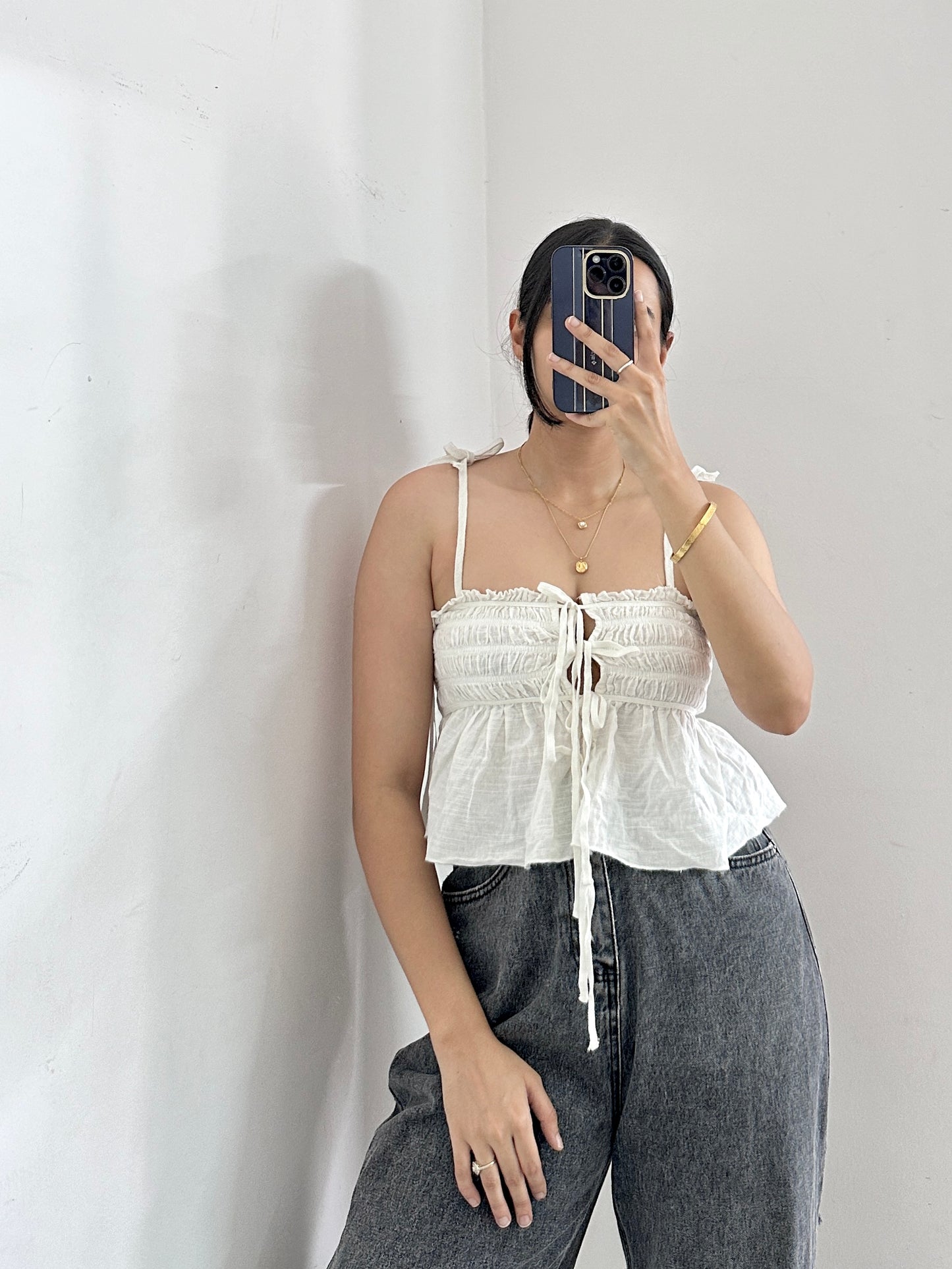 Front ruffle top