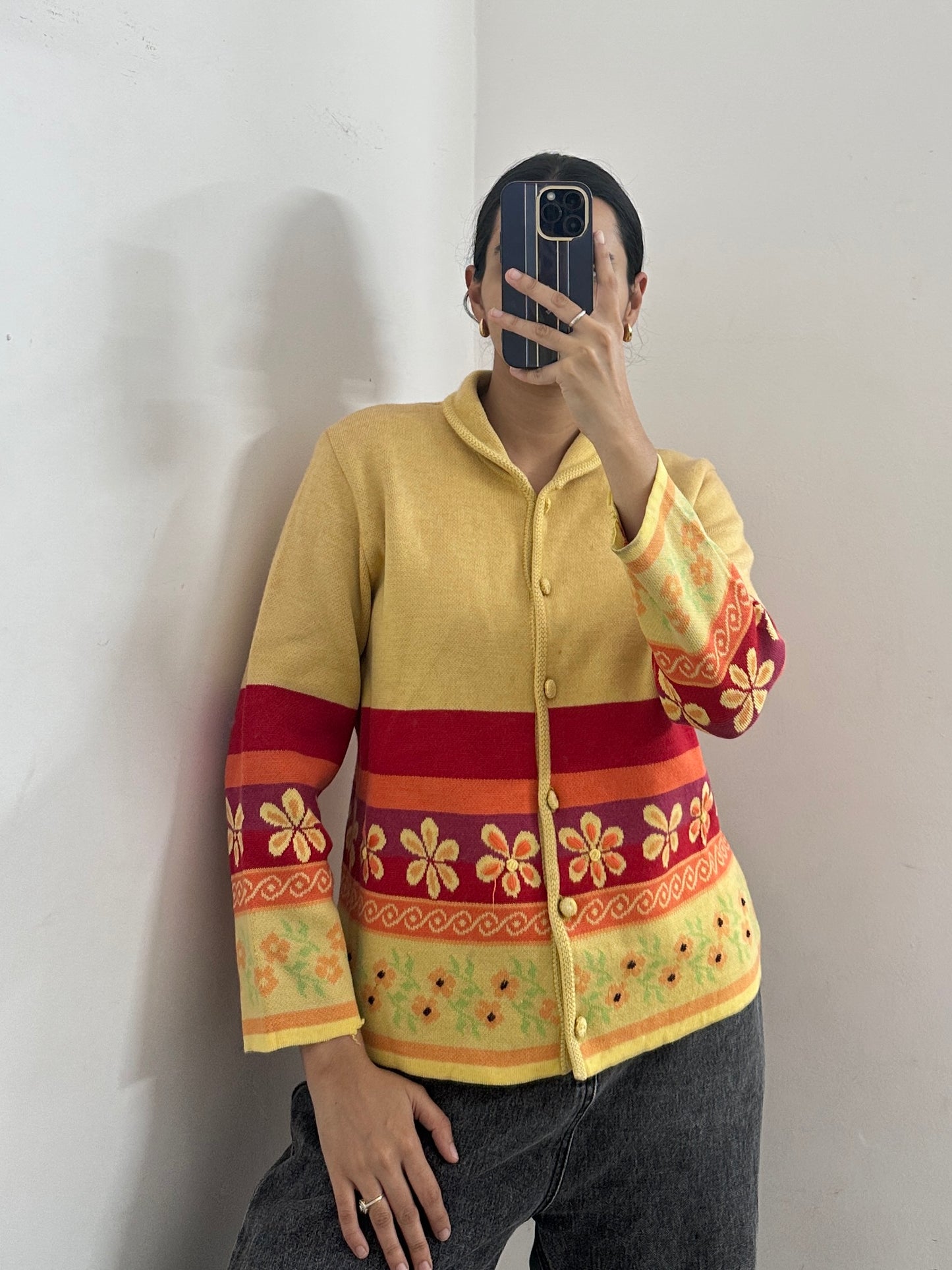 Yellow cardigan knit