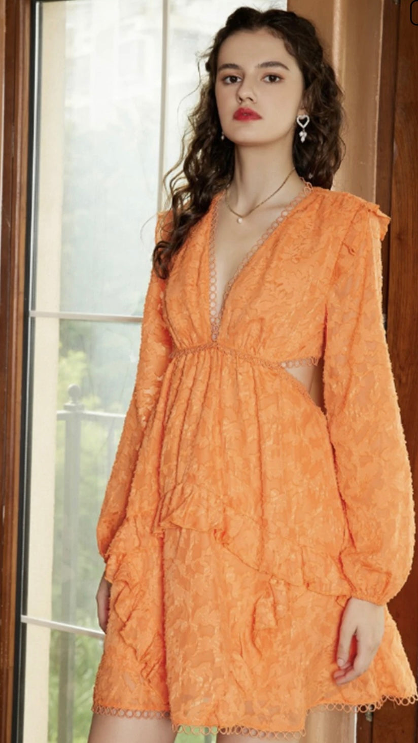 Orange Cut out Dress