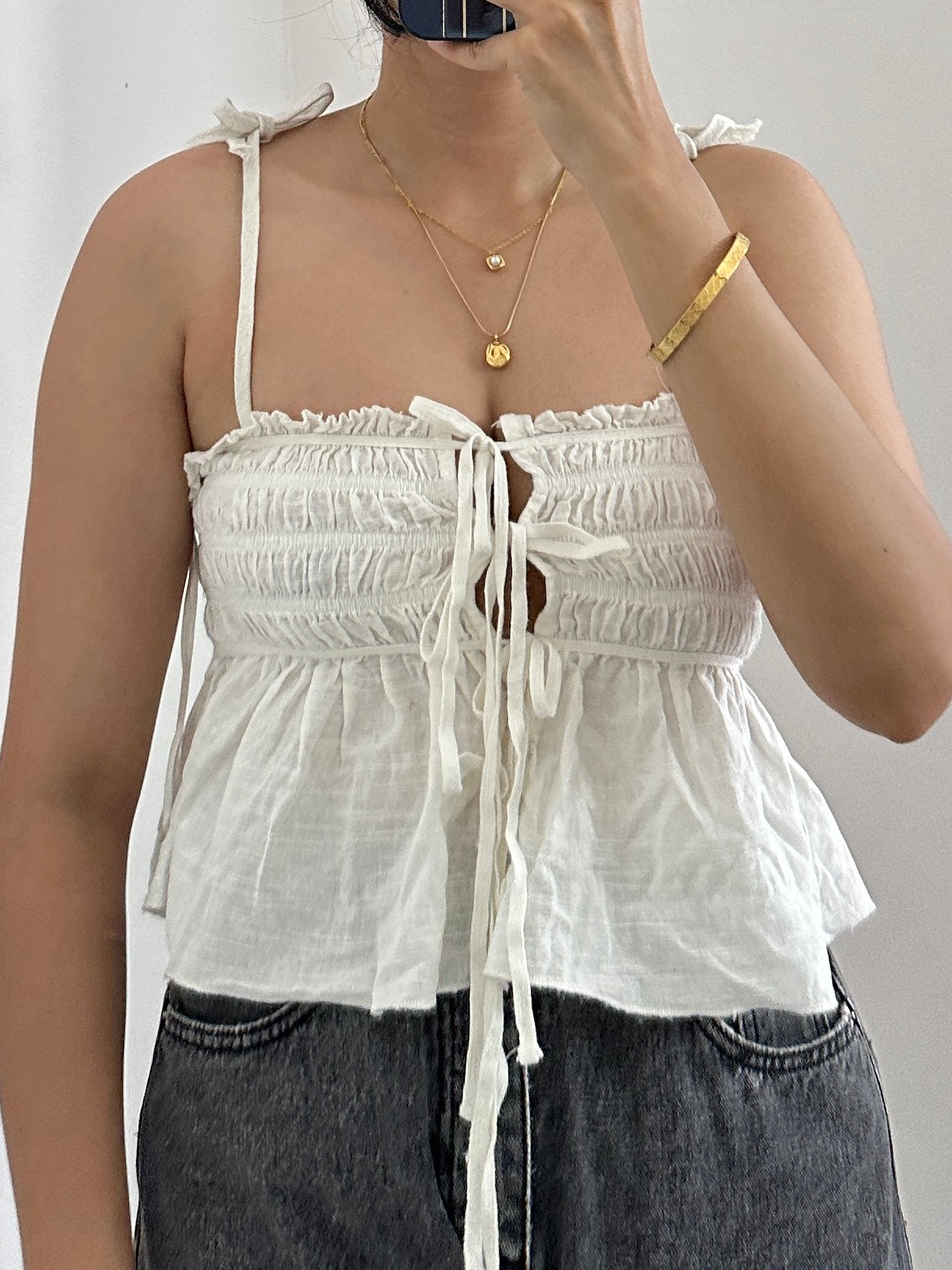 Front ruffle top