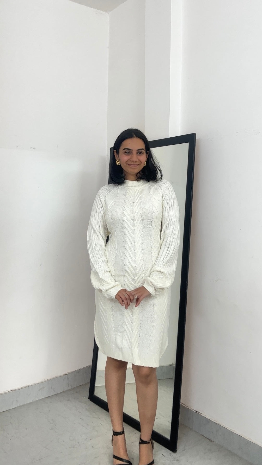 (2XL) White woven dress