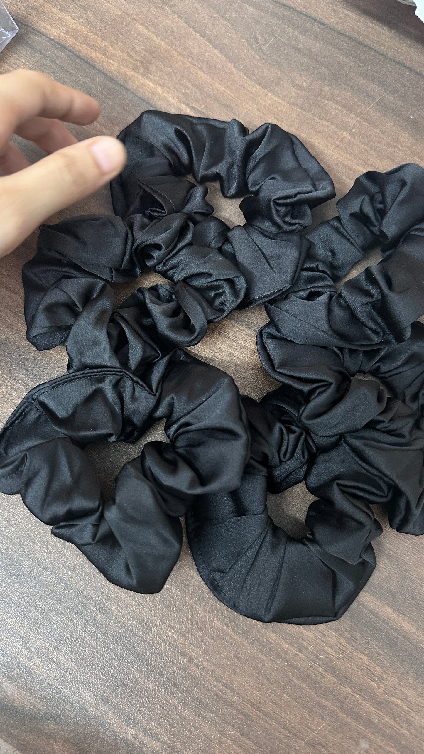 Satin Black Scrunchies- Pack of 5