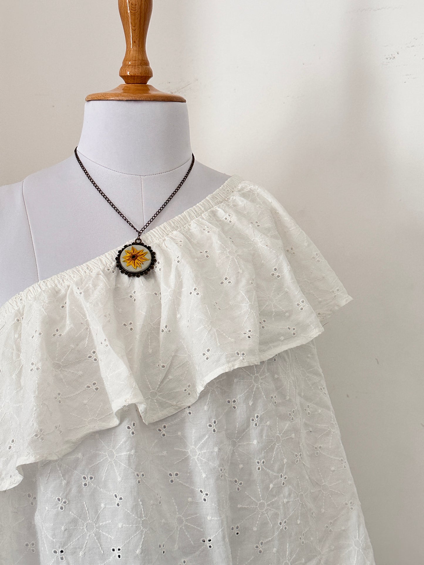 One shoulder Chikankari top