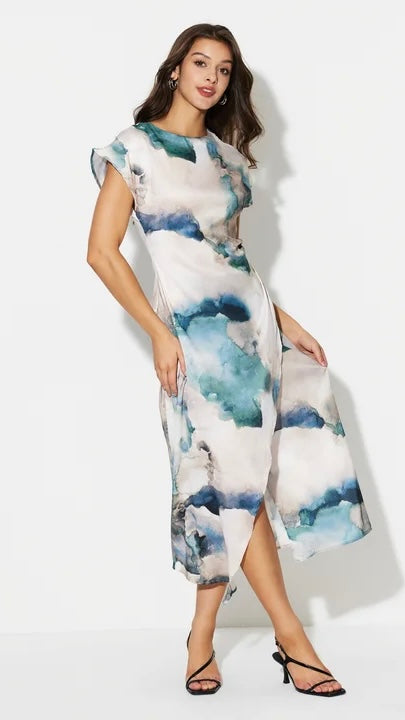 Satin Marble Korean Dress
