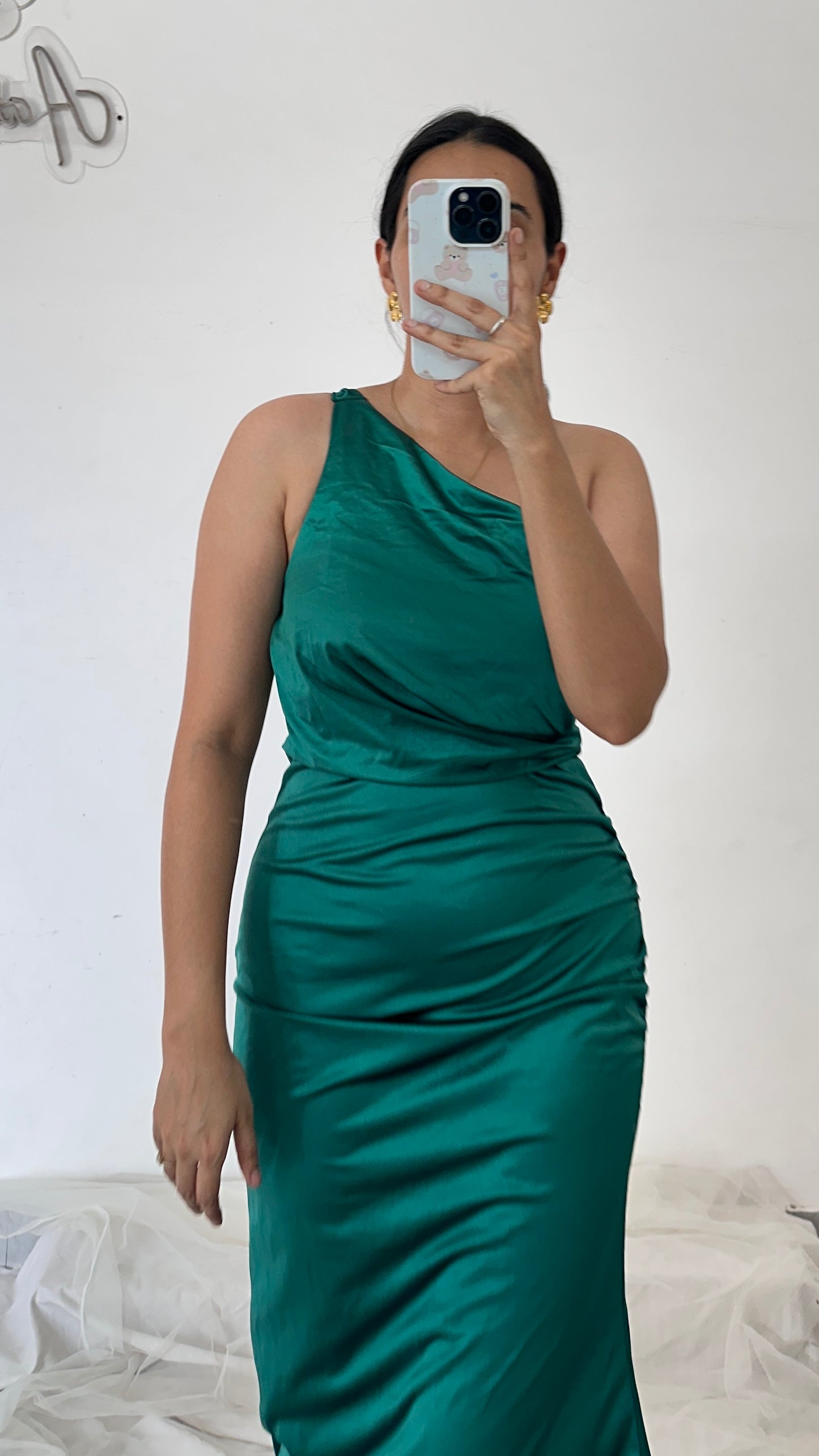 One Shoulder Satin Dress