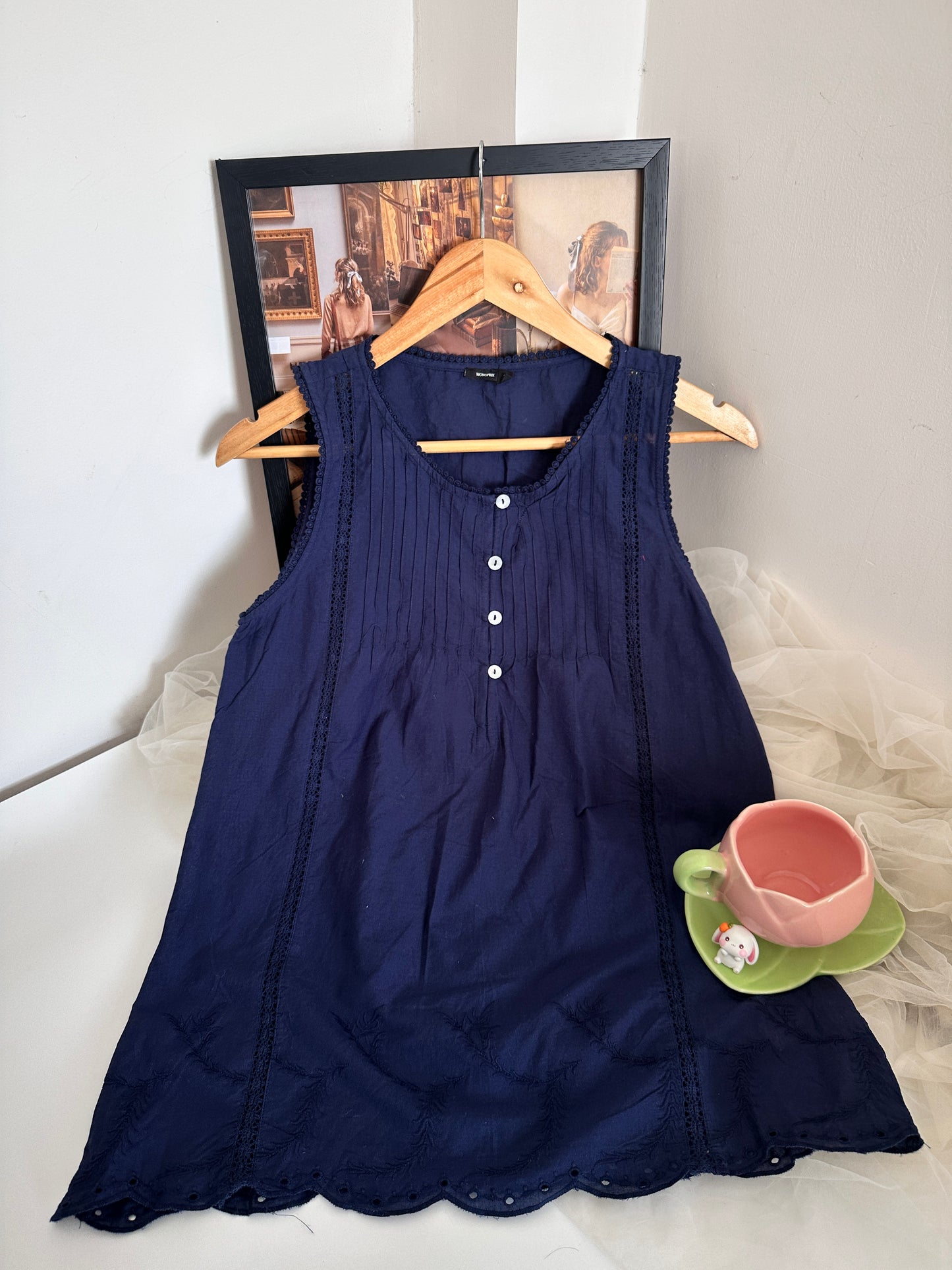 Blue Embroidered Top