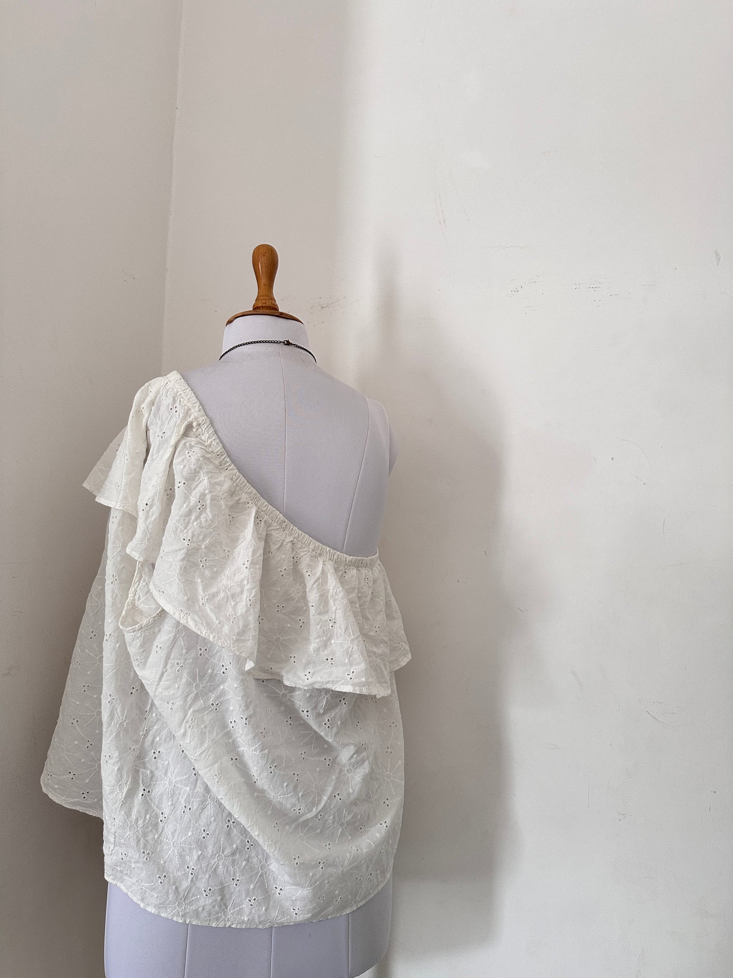 One shoulder Chikankari top