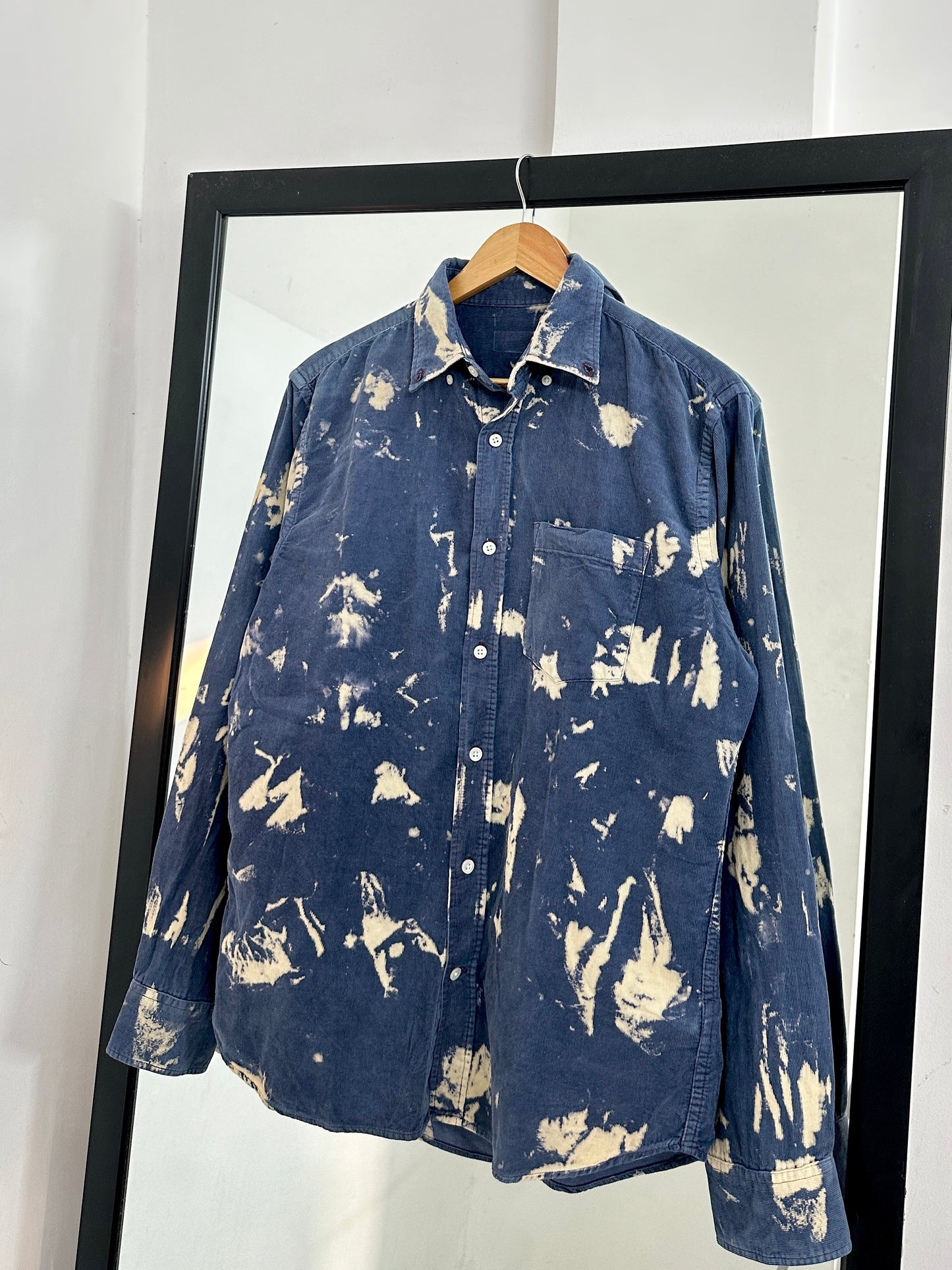 Blue acid wash corduroy