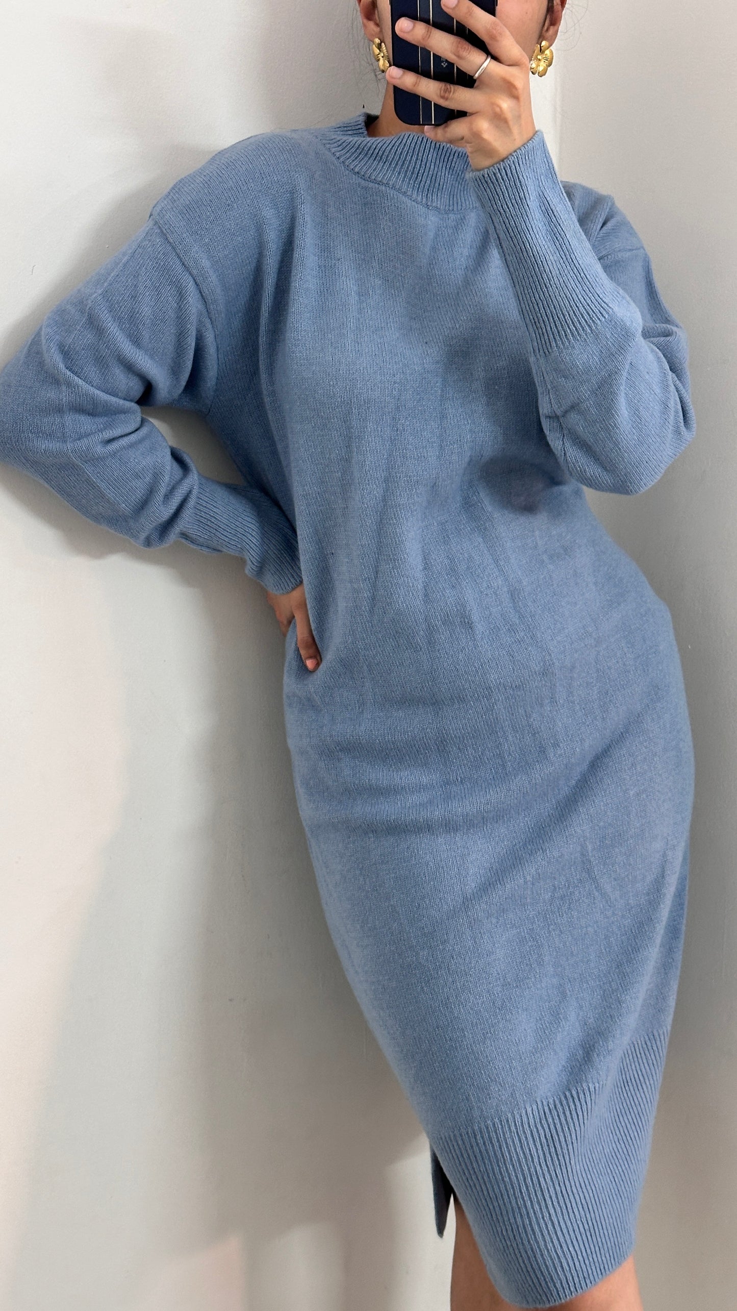 (2XL-3XL) Bodycon blue dress