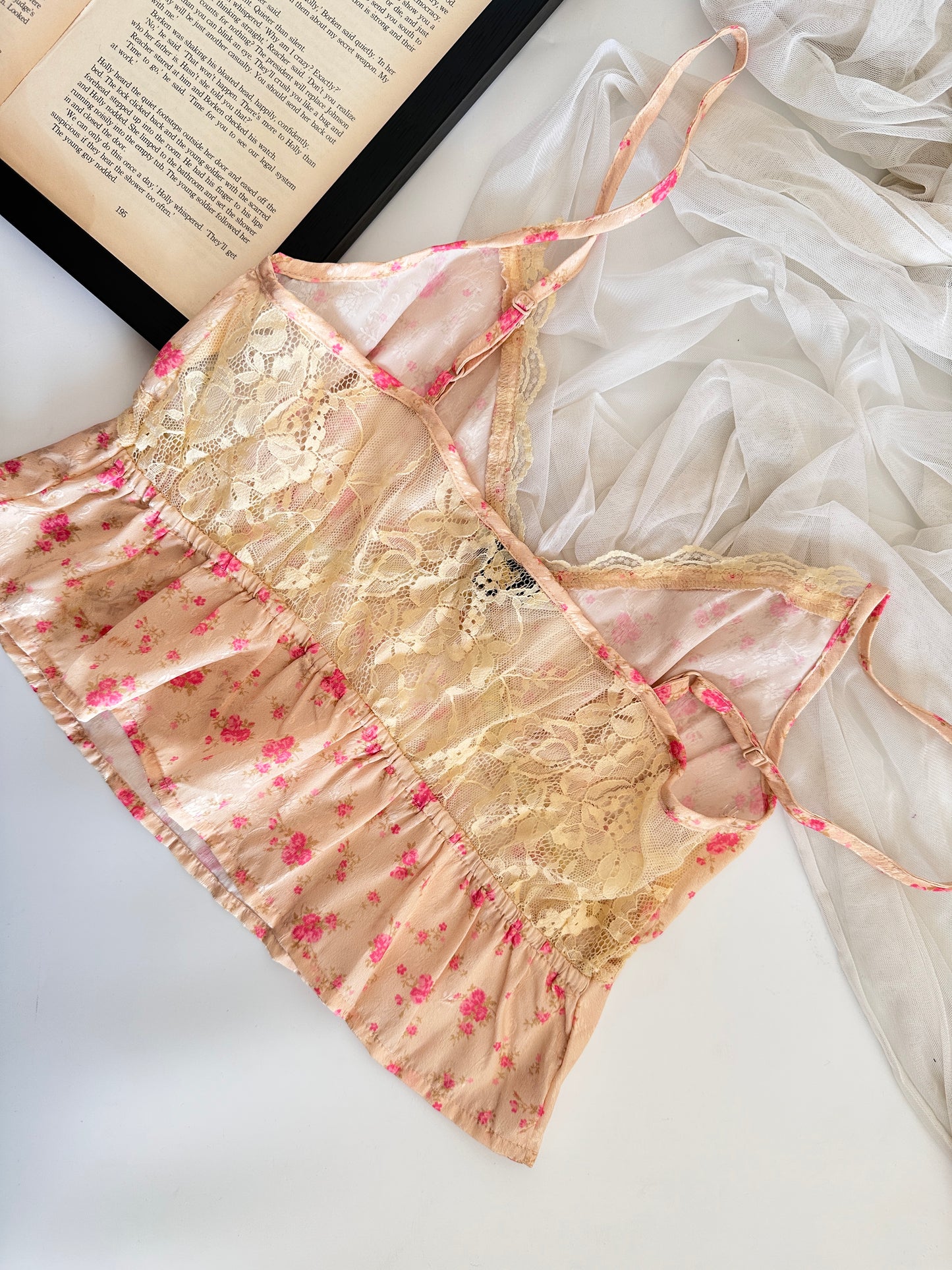 Cream Satin Tank Top