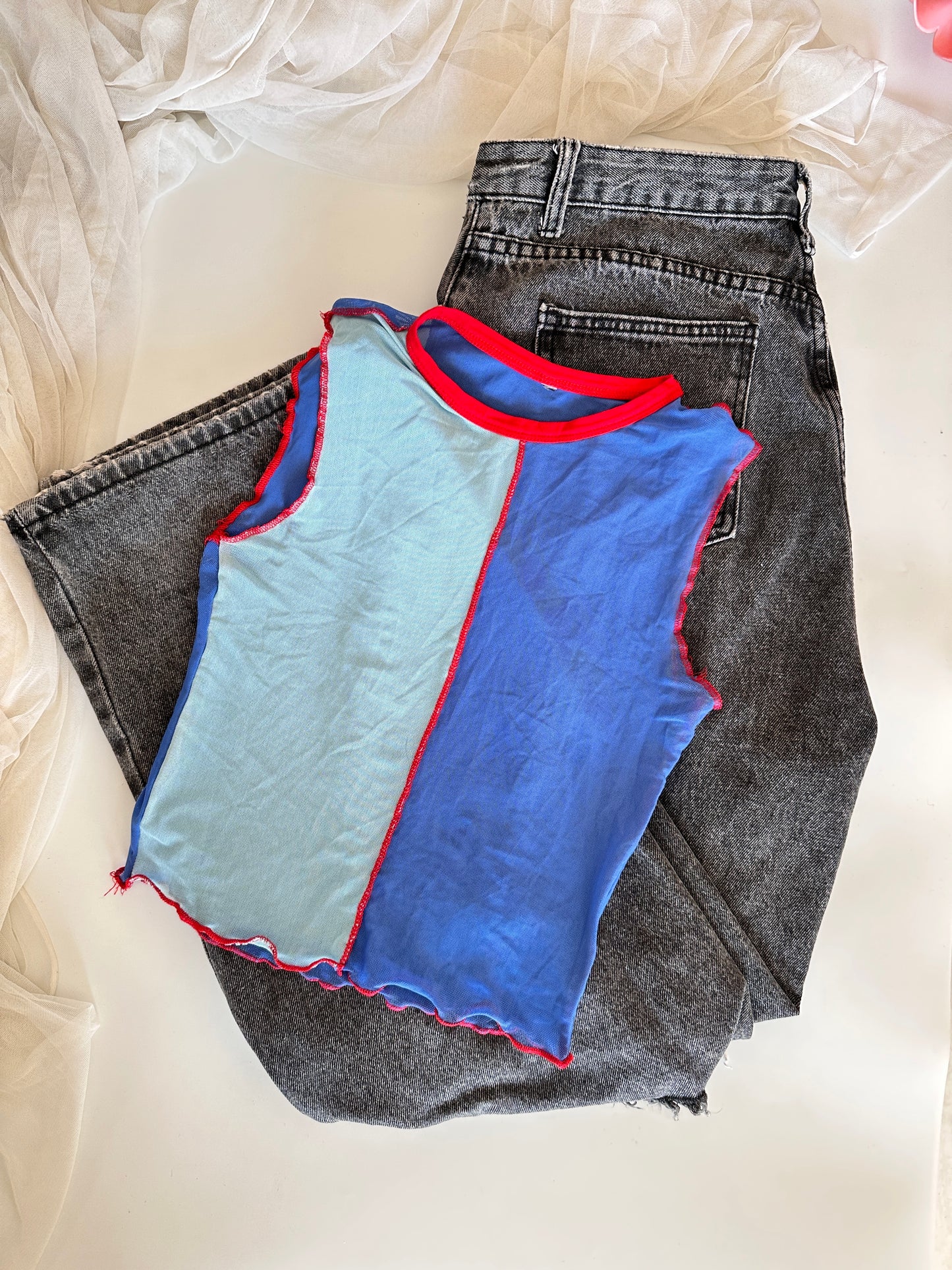 Mesh blue top