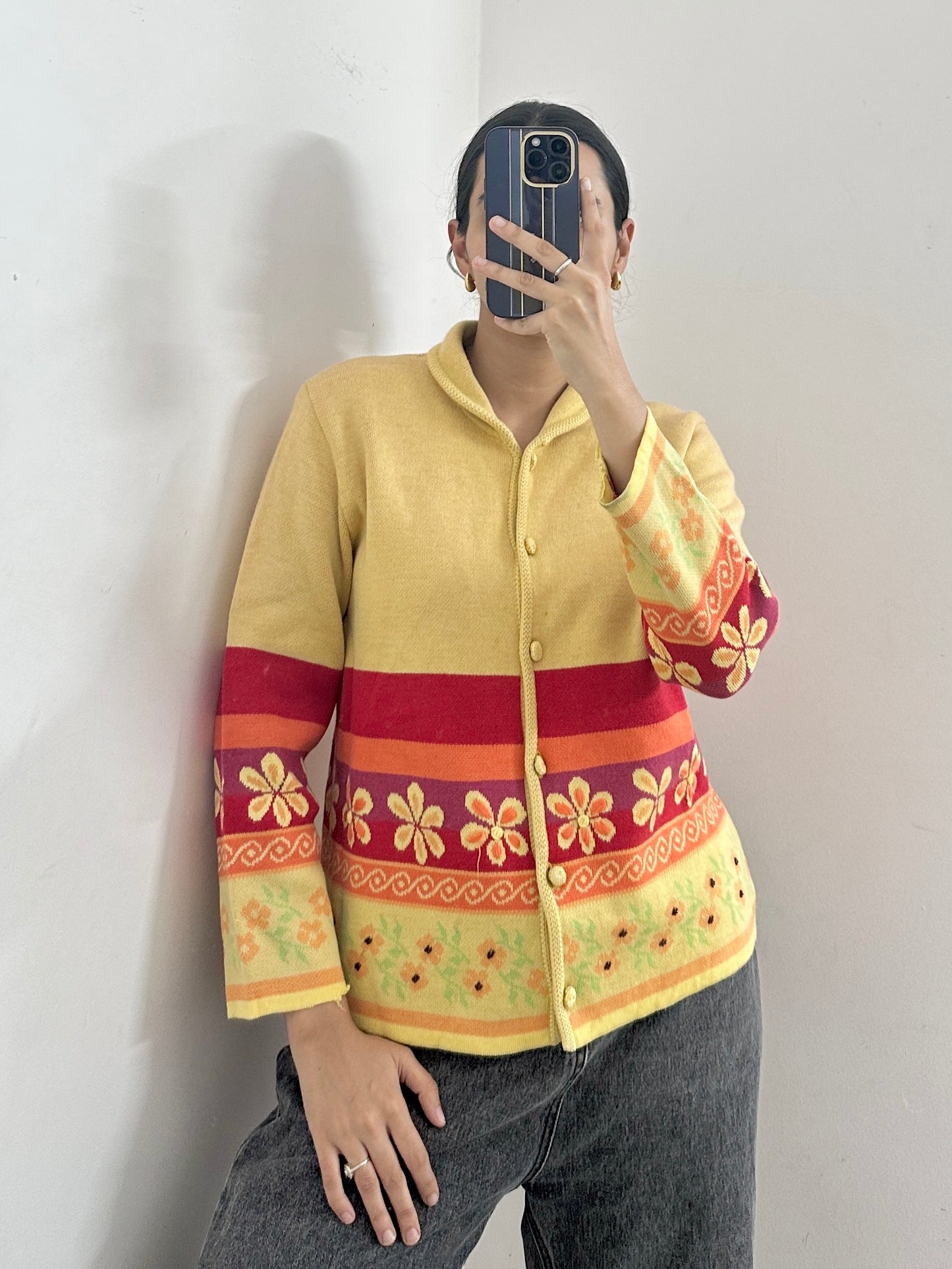 Yellow cardigan knit