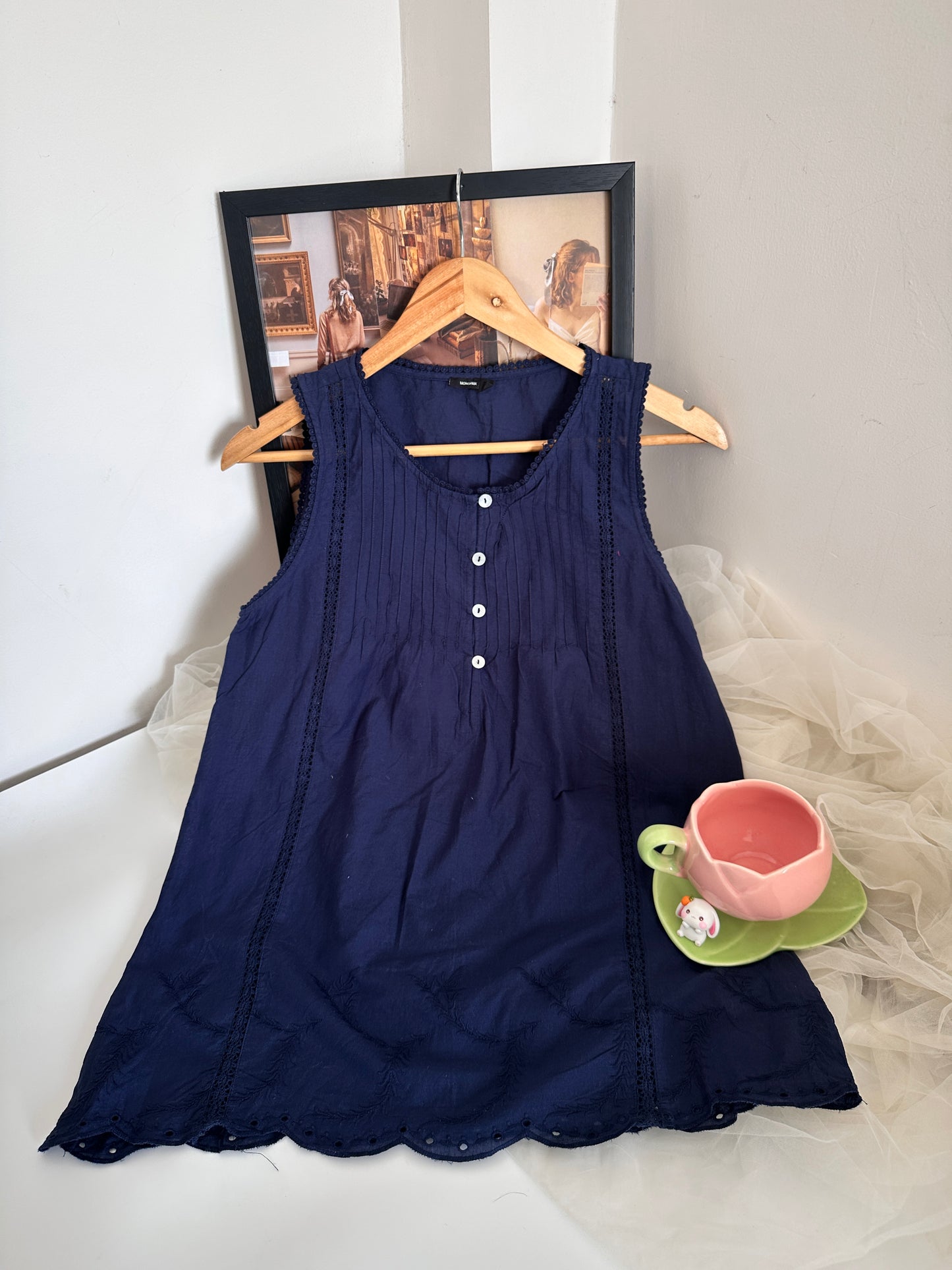 Blue Embroidered Top
