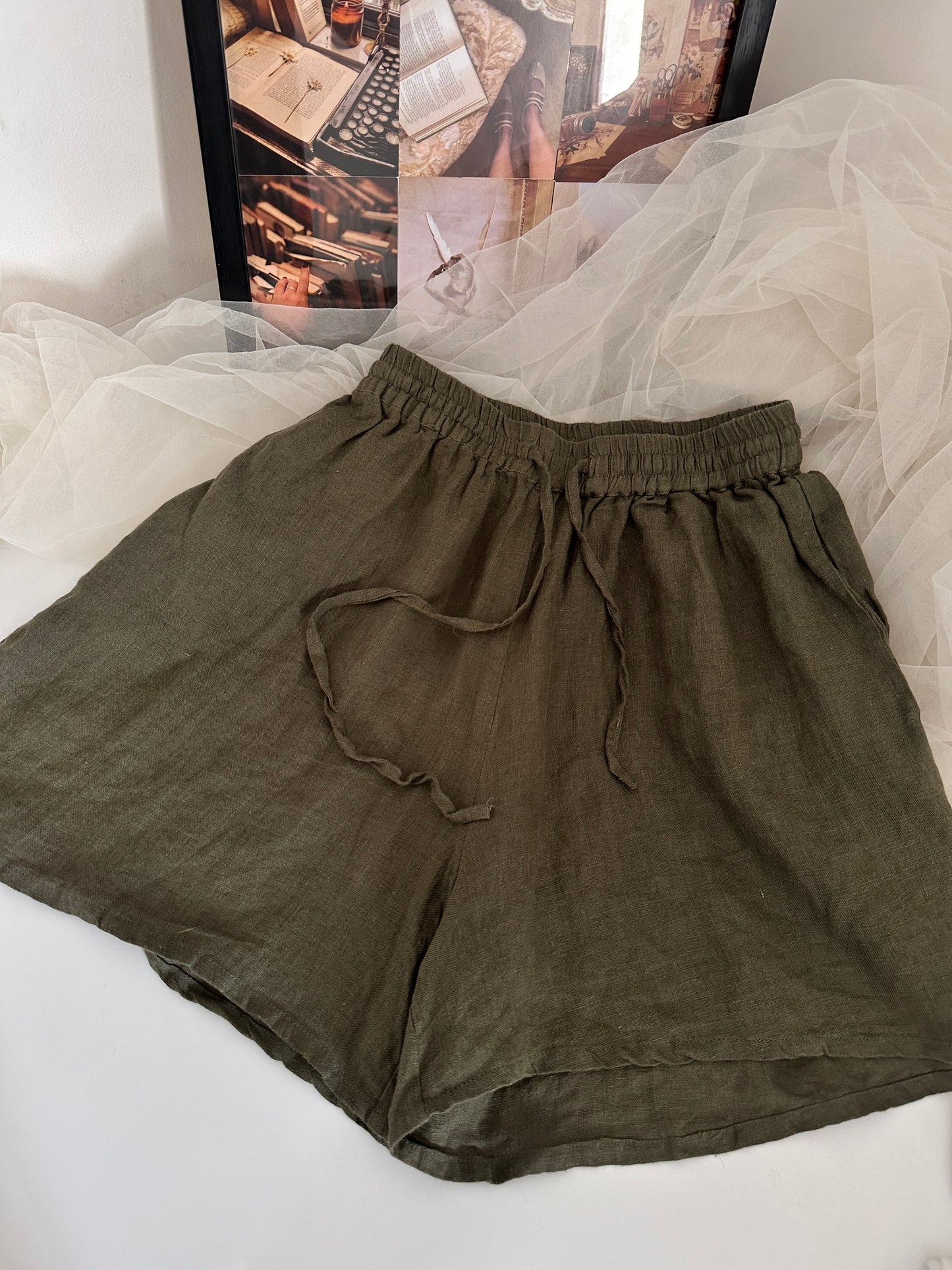 Green Cotton Shorts