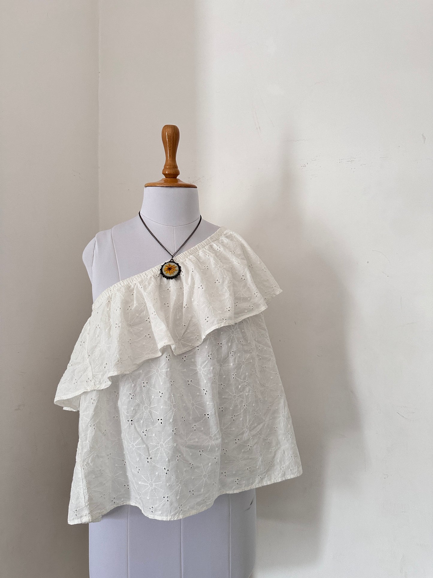 One shoulder Chikankari top