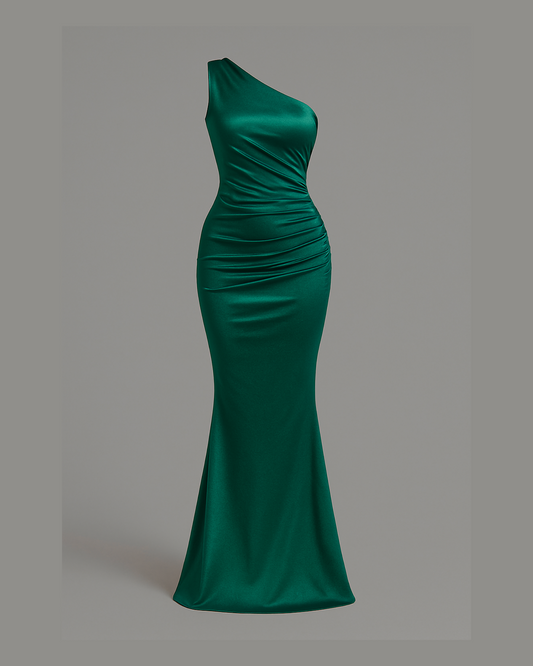 One Shoulder Satin Dress