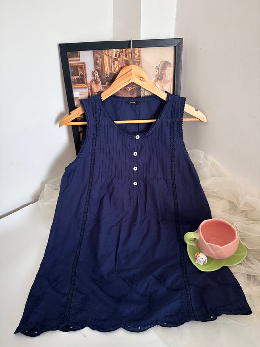 Blue Embroidered Top