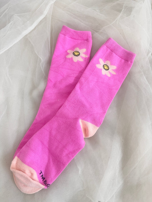 Pink Smiley Socks